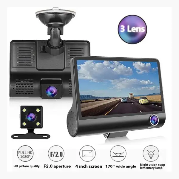 Triple-Lens Dash Cam Screen